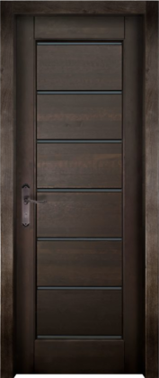 Дверь межкомнатная из массива ольхи "Премьер", остекленная (бейц / темный)