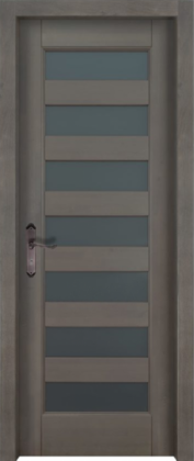 Дверь межкомнатная из массива ольхи "Премьер", остекленная (бейц / серый)
