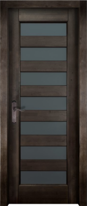 Дверь межкомнатная из массива ольхи "Премьер", остекленная (бейц / темный)