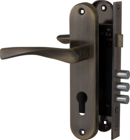 Замок цилиндровый Fuaro (Фуаро) с в комплекте с ручкой LOCKSET.1511W/B (SET F1511W/B) AB бронза