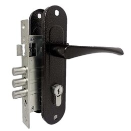 Замок Absolyute (Абсолют) врезной цилиндровый с защёлкой в комплекте с ручкой ЗВ4-60/07 (медь антик), 4 кл.