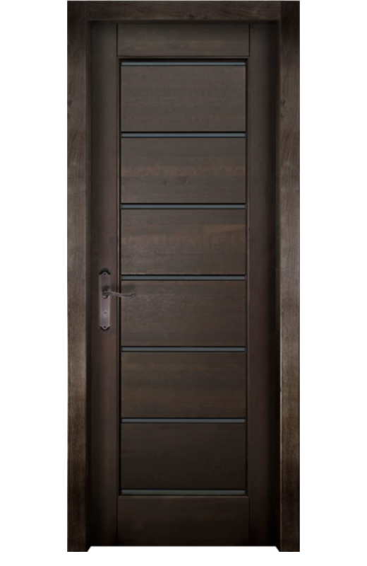 Дверь межкомнатная из массива ольхи "Премьер", остекленная (бейц / темный)