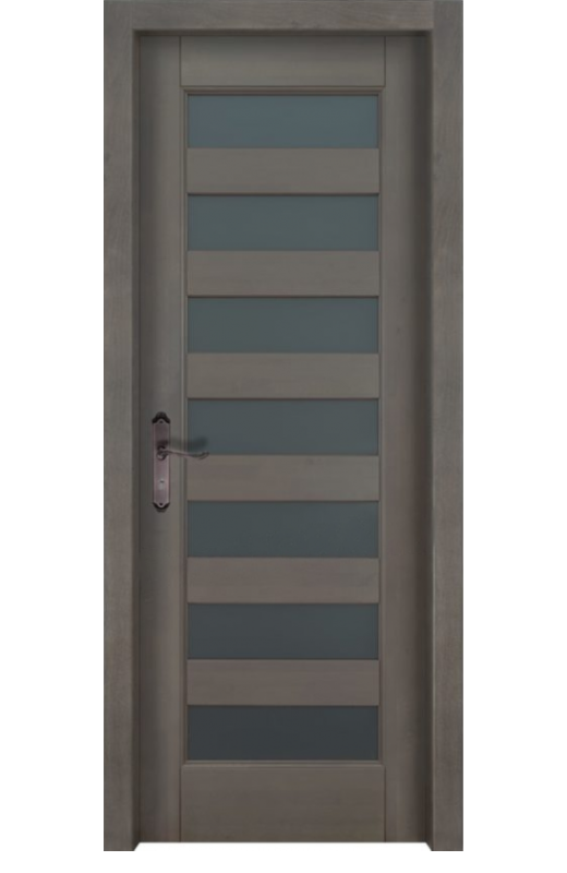 Дверь межкомнатная из массива ольхи "Премьер", остекленная (бейц / серый)