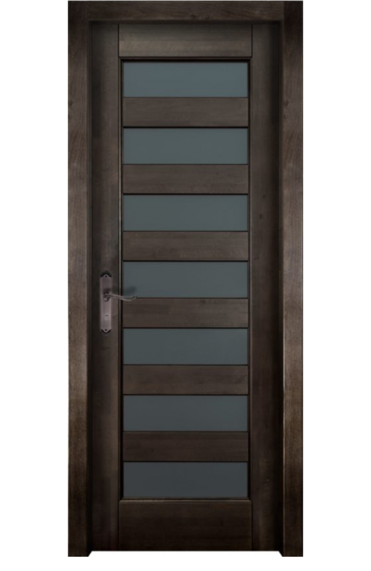Дверь межкомнатная из массива ольхи "Премьер", остекленная (бейц / темный)