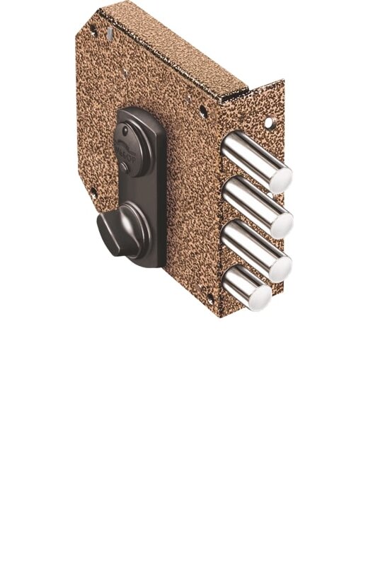 Замок Elbor (Эльбор) накладной сувальдный с задвижкой Базальт 1.05.59.МА (медный антик), 5 кл. /32780/