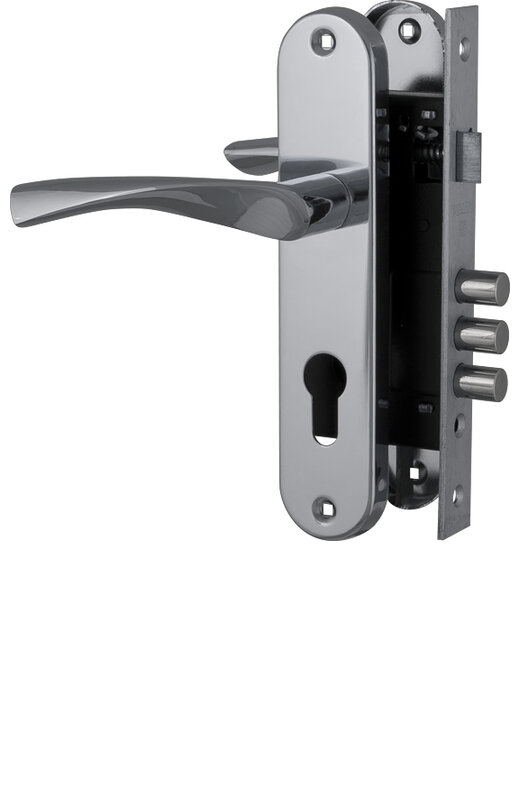 Замок цилиндровый Fuaro (Фуаро) с в комплекте с ручкой LOCKSET.1511W/B (SET F1511W/B) CP хром