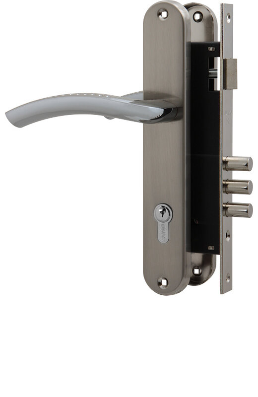 Замок цилиндровый Fuaro (Фуаро) с в комплекте с ручкой LOCKSET.9013 (SET F9011) SN/CP мат.никель