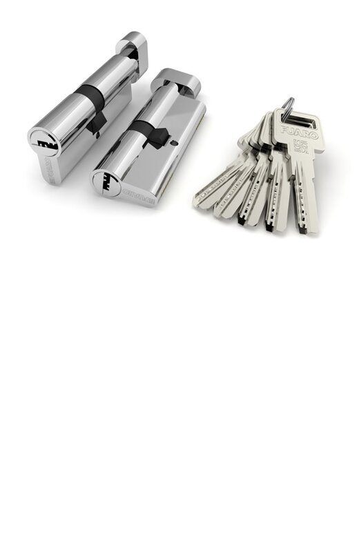Цилиндровый Fuaro (Фуаро) механизм (R602/90) R6002Knob90(45+10+35) CP хром 5Key с вертушкой