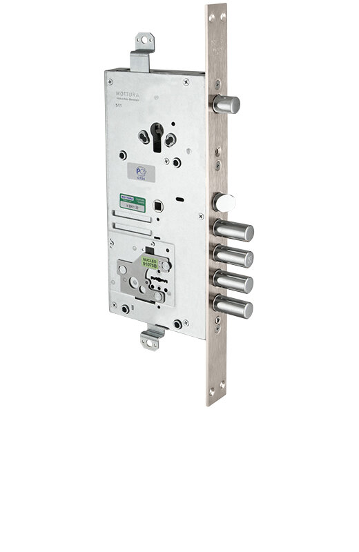 Замок Mottura (Моттура) врезной двухсистемный 54.J939M-S MyKey (левый), перекод. с торца, кл. 60 мм, без накл.