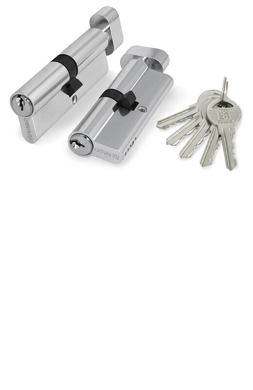 Цилиндровый Fuaro (Фуаро) механизм (100 ZM/80) 1000ZMKnob80(35+10+35) CP хром 5Key с вертушкой