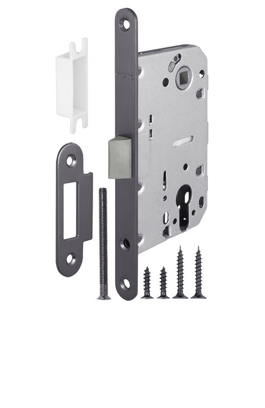 Корпус Fuaro (Фуаро) врезного замка c защёлкой PLASTP85C-50 (P85C-50) GR графит