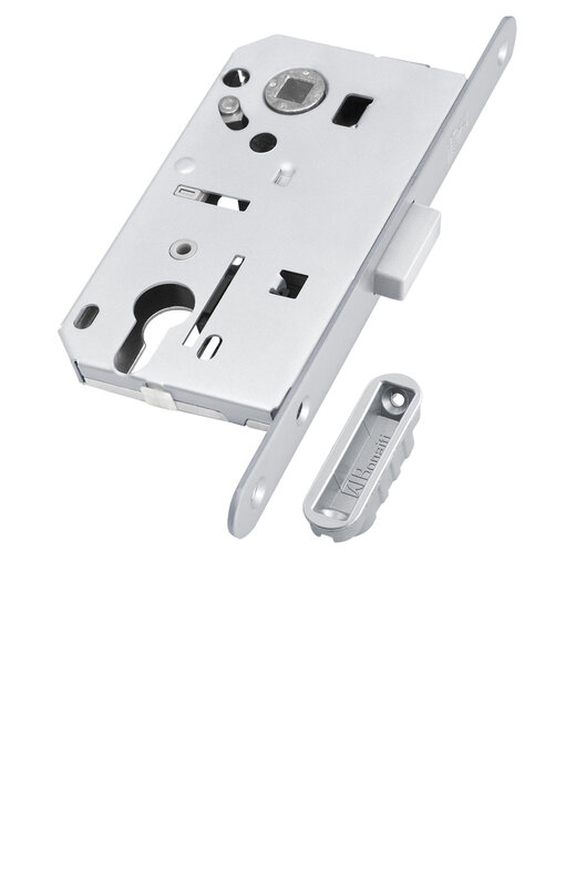 Замок Bonaiti (Бонаити) межкомнатный магнитный под цилиндр B-FORTY №68 с отв. пл. F45 (матовый хром), планка 190 мм