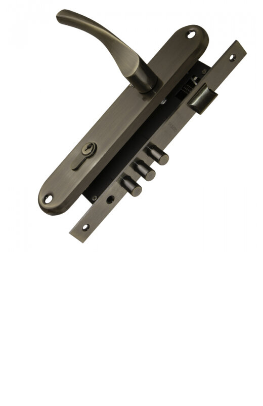 Замок Punto (Пунто) цилиндровый в комплекте с ручкой LOCKSET90.CRONA.4585-3 (KIT P90 4585/3 CRONA) AB бронза