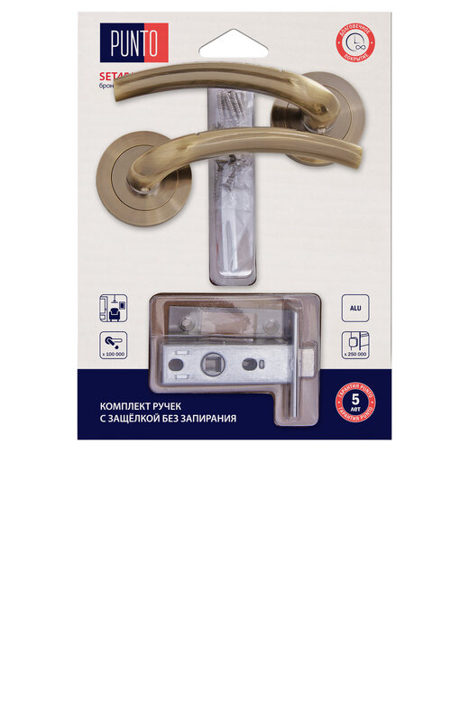 Комплект ручек Punto (Пунто) с защелкой без запирания LM/A SET45R.TLK52.LOGICA/HD ABG-6 бронза