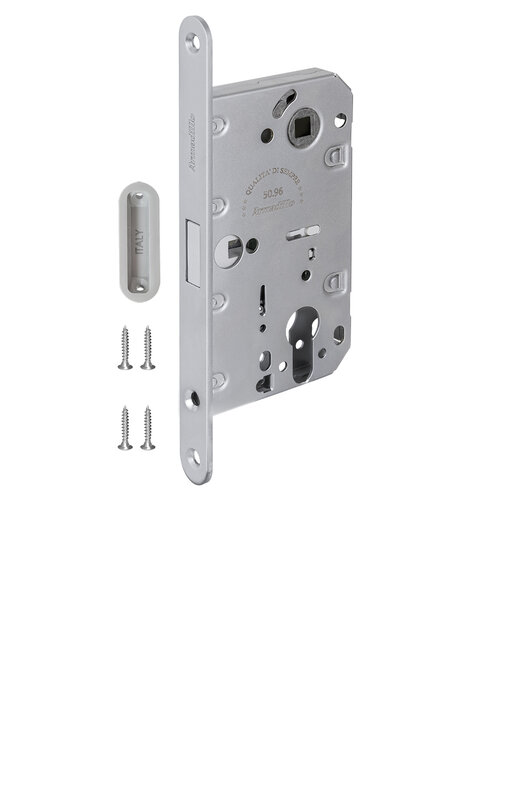 Замок Armadillo (Армадилло) межкомнатный магнитный под цилиндр с ответной планкой GRAVITY G02.190.50.85 MWSC итал тисненый